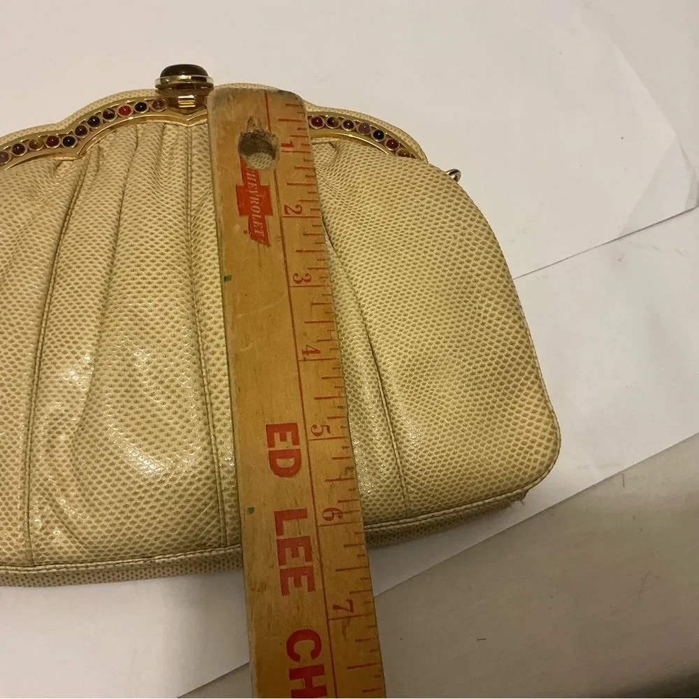 judith leiber  beige lizard bag Elegant Cream Clutch Bag